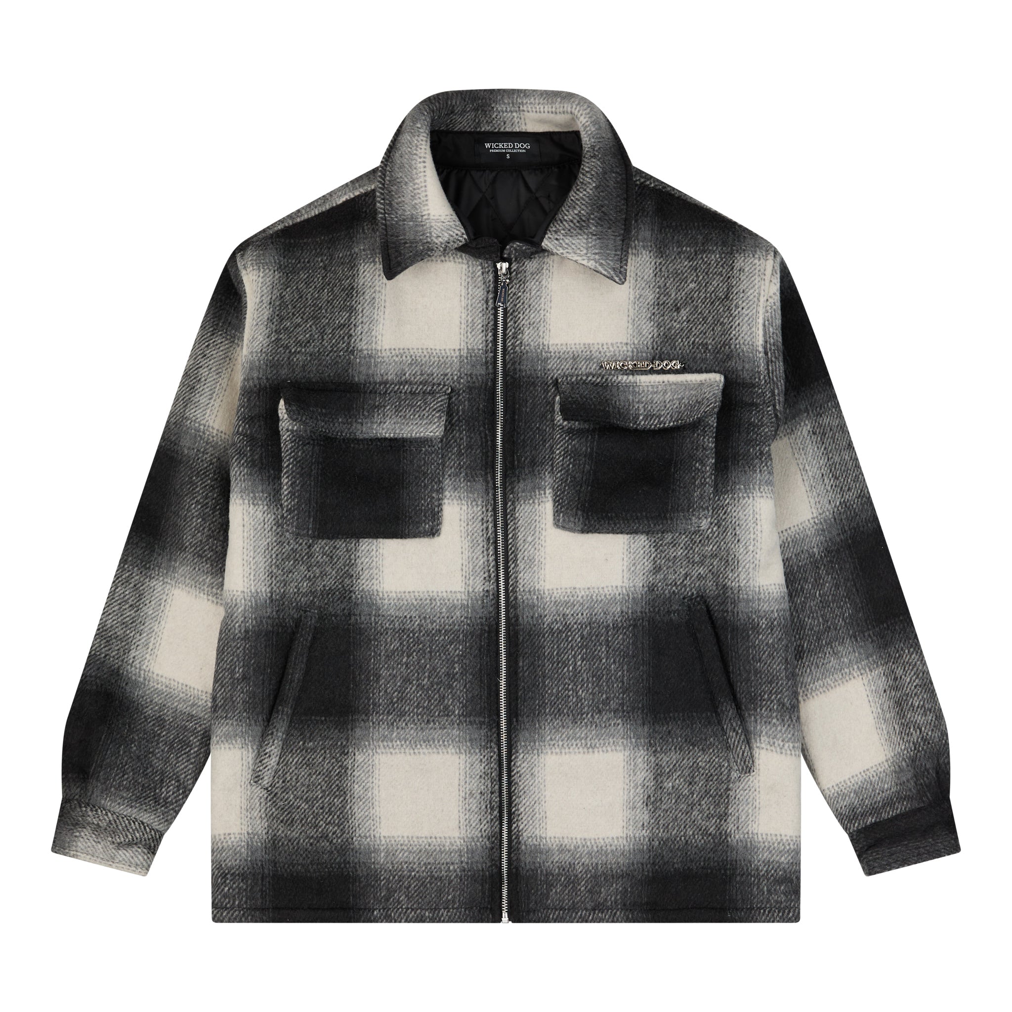 Midnight Grid Overcoat Zip-Up