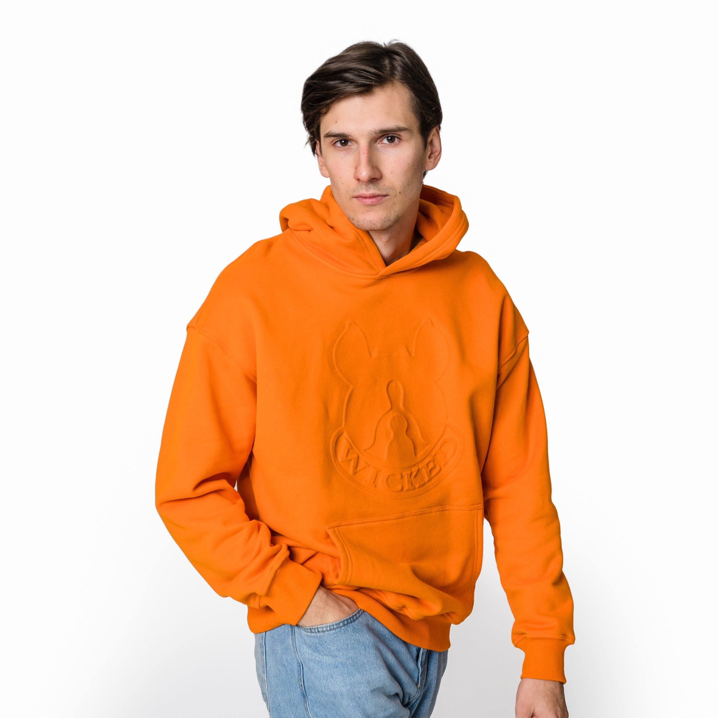 Orange Embossed Hoodie