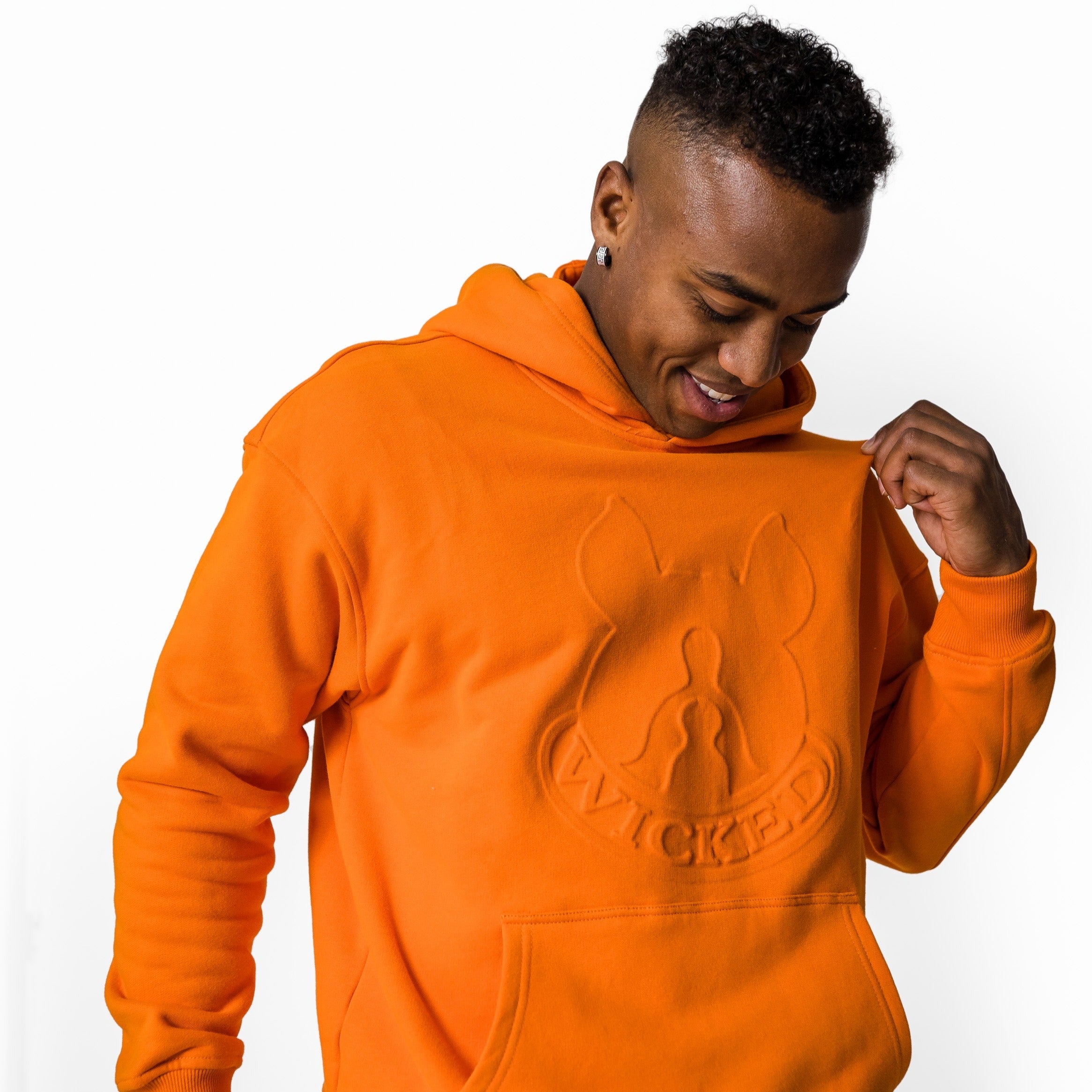 Orange Embossed Hoodie