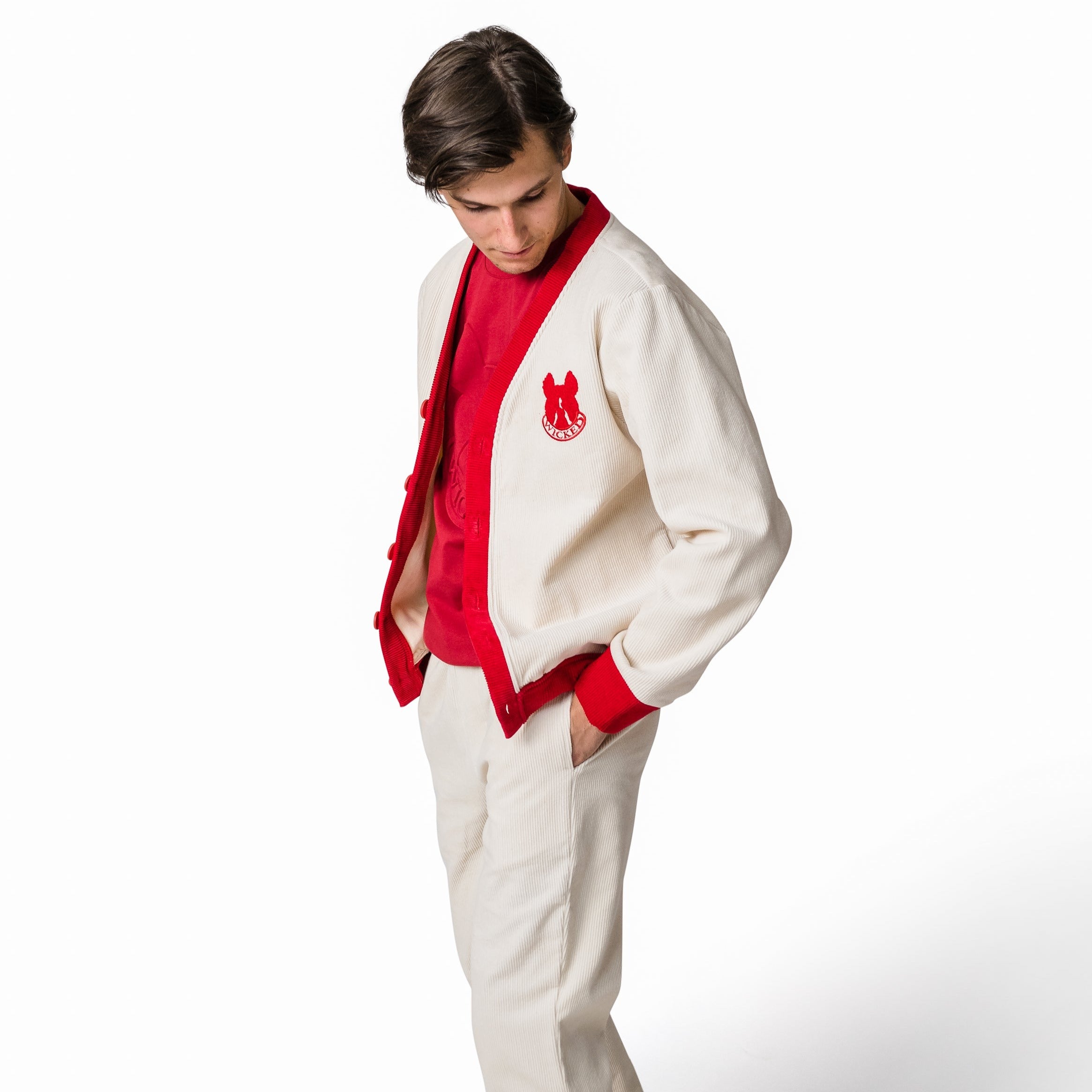 Crimson & Cream Corduroy Cardigan