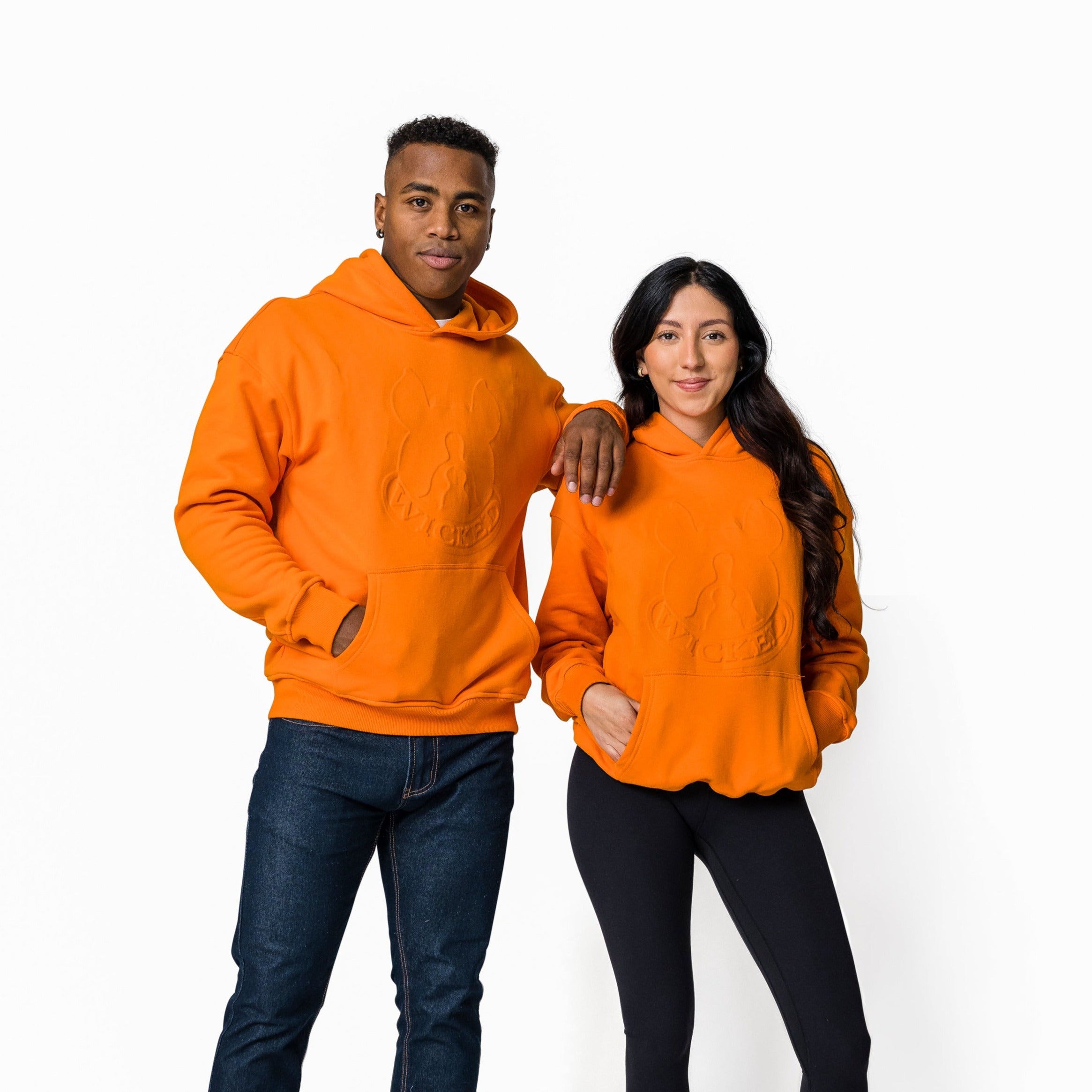 Orange Embossed Hoodie