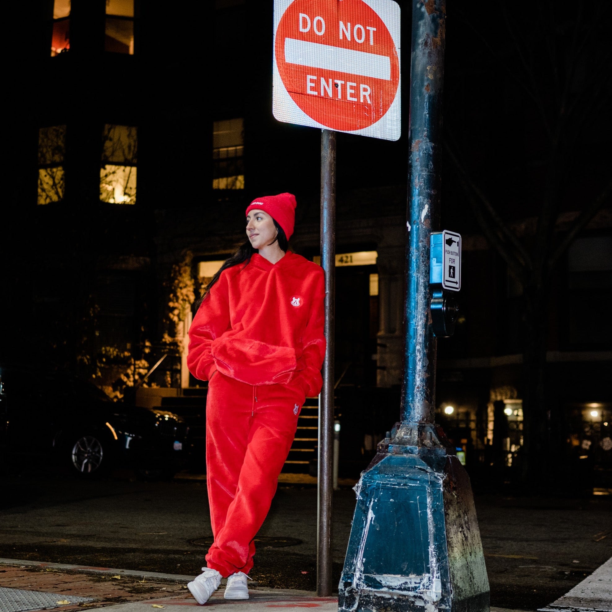 Fiery Red Furry Hoodie