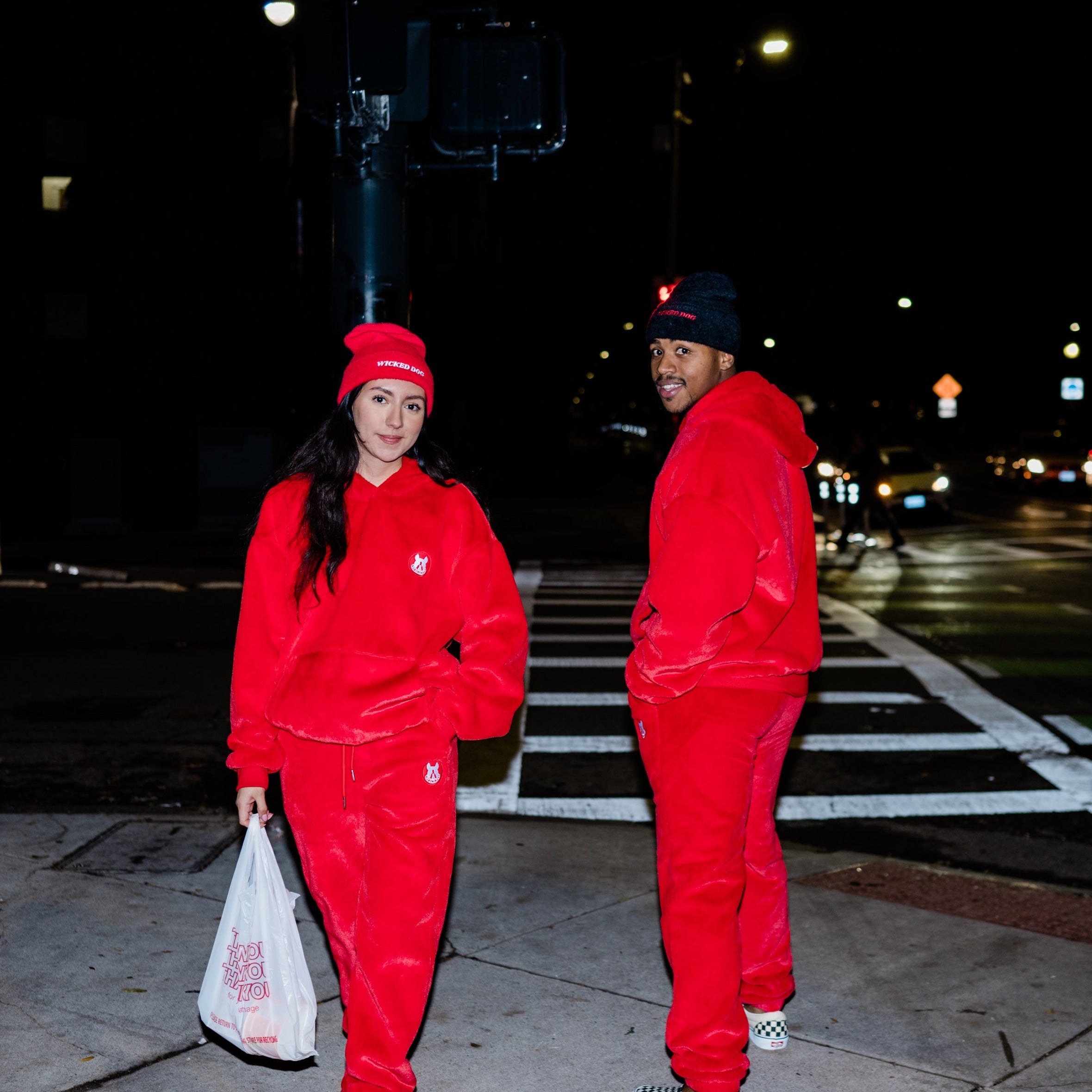 Fiery Red Furry Jogger