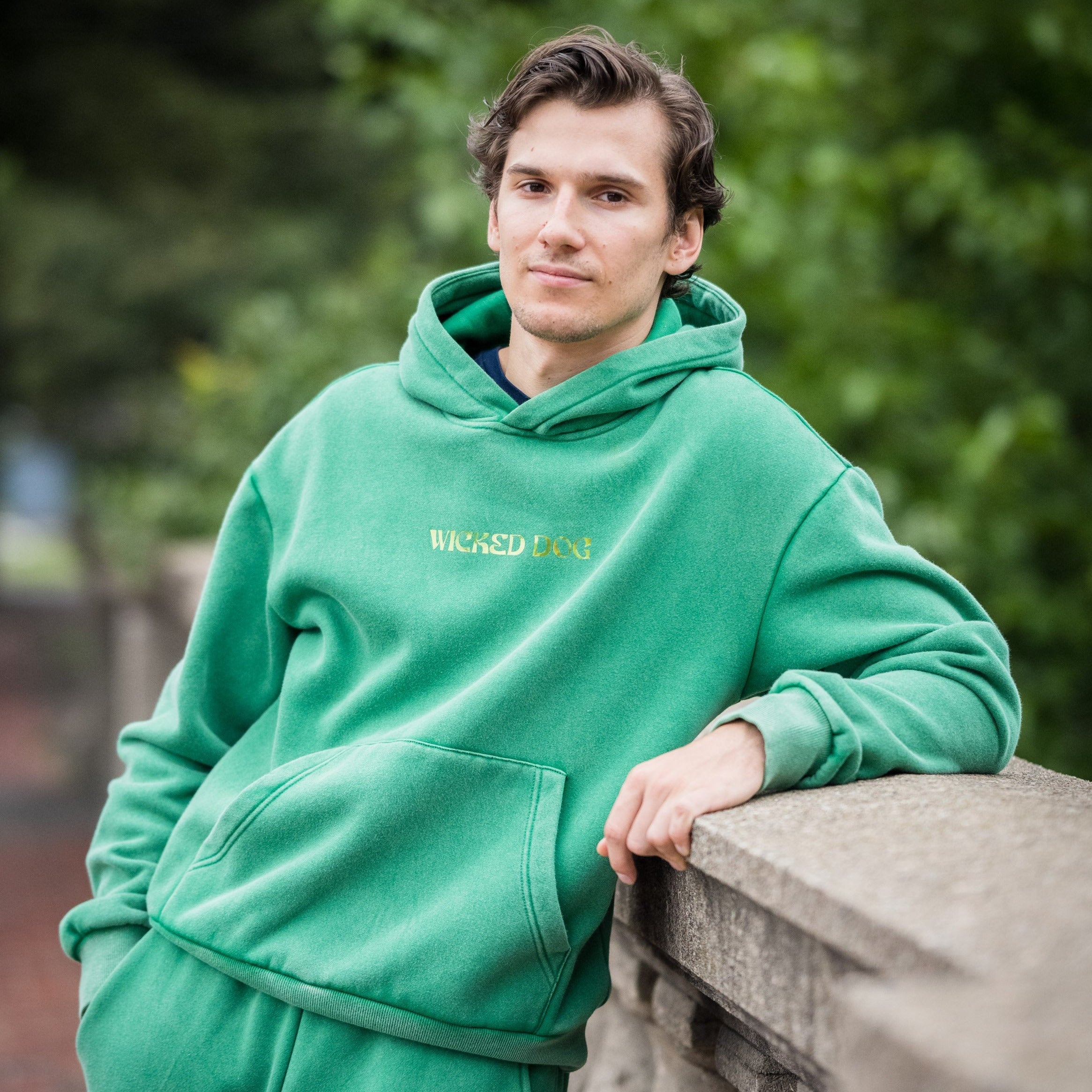 Green Acid Wash Hoodie