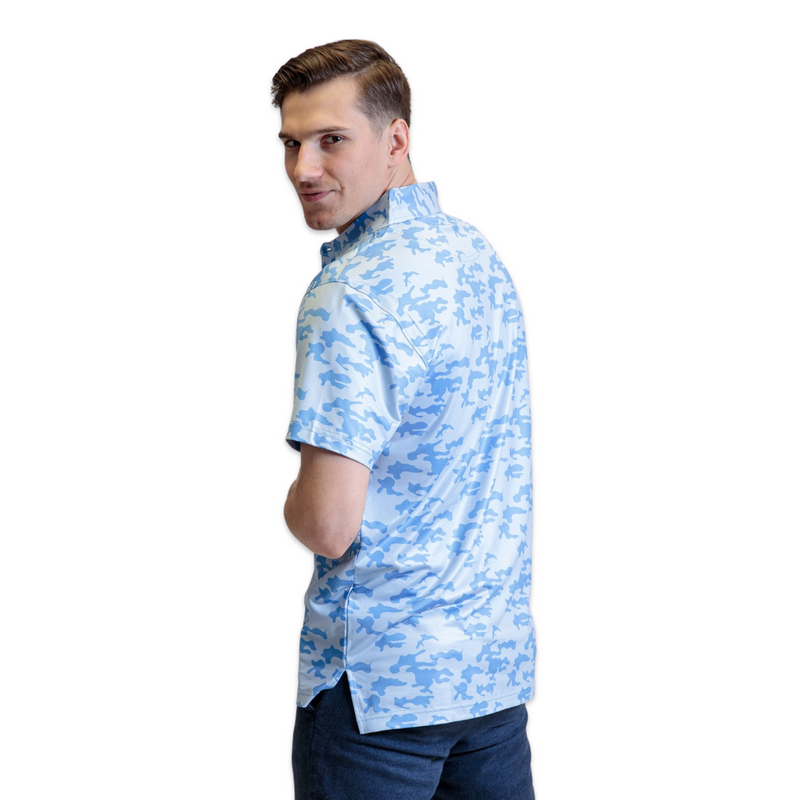 Blue Camo Quality Fit Performance Polo